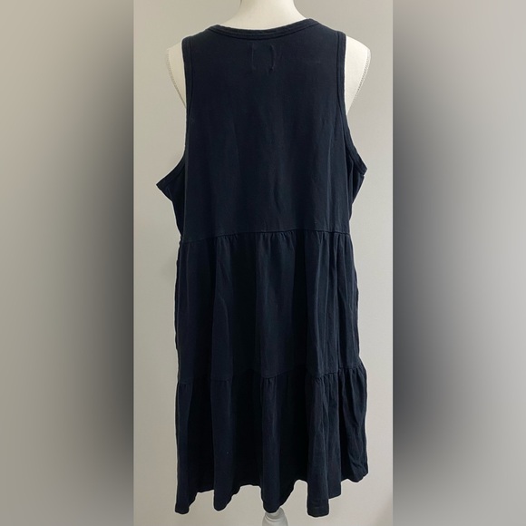 GAP Womens XXL Solid Black Sleeveless Tiered Ruffle Flounce Dress Classic Preppy - Picture 5 of 16